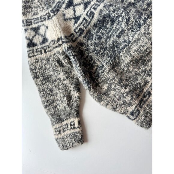 Vintage Black White Marled Wool Ecuador Nepal Scandi Sweater, Size XL - Picture 6 of 13